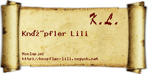 Knöpfler Lili névjegykártya